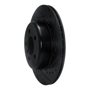 BMW 535I Brake Rotor (1) - Rear Right - R1 Concepts - Drilled & Slotted - Black - `11-`16